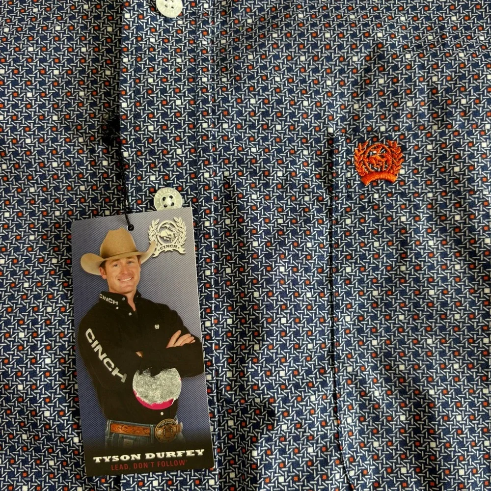 Cinch NWT Mens Tyson Durfey Blue Geometric Western Button Down Shirt S